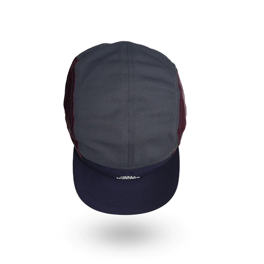 Helios Ultralight 7 Panel Running Cap | Soft Brim | Charcoal / Burgundy