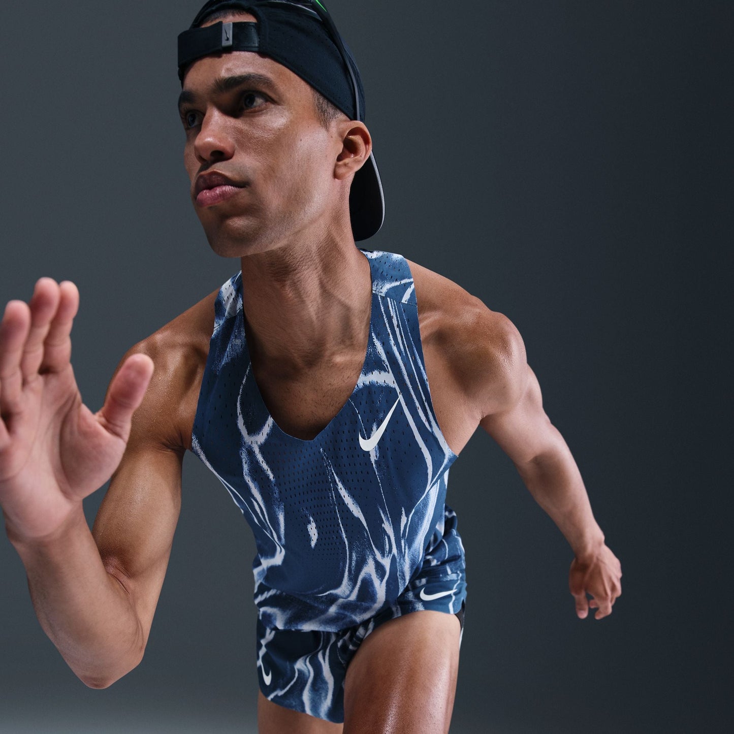 Nike AeroSwift Elite Entry Singlet | Coastal Blue / White | Mens