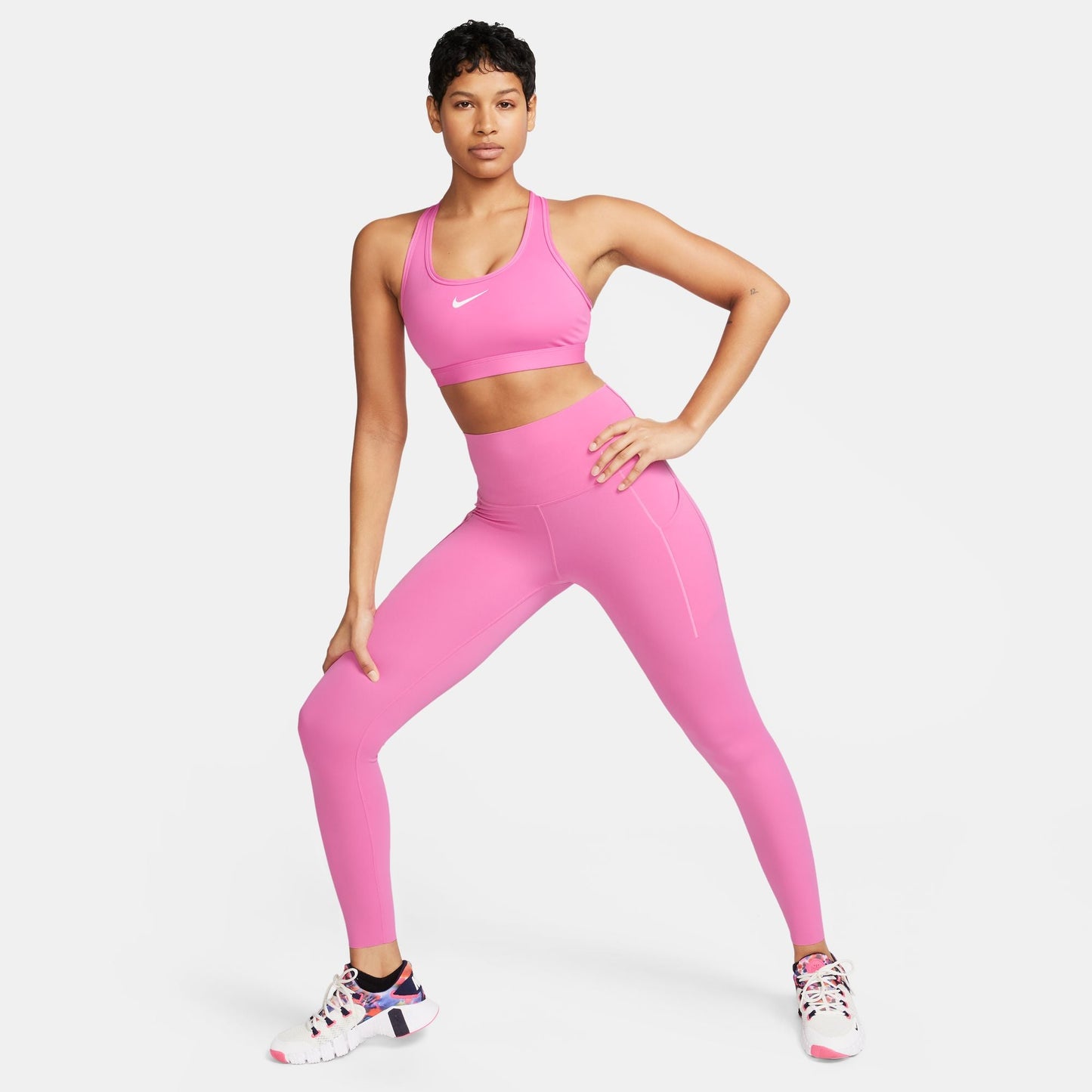 Nike Swoosh Medium Support Bra | Playful Pink / White | Womens