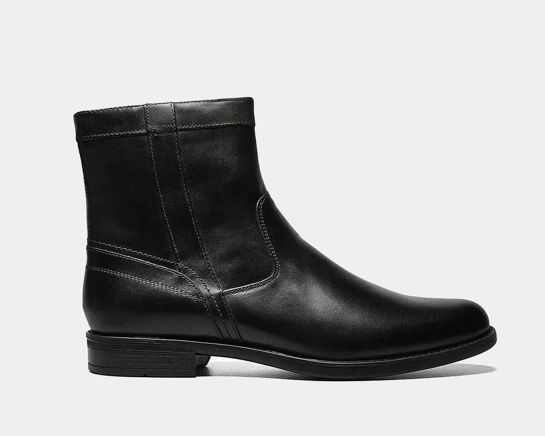 A black Plain Toe Zipper boot with soft leather upper and visible side zipper.