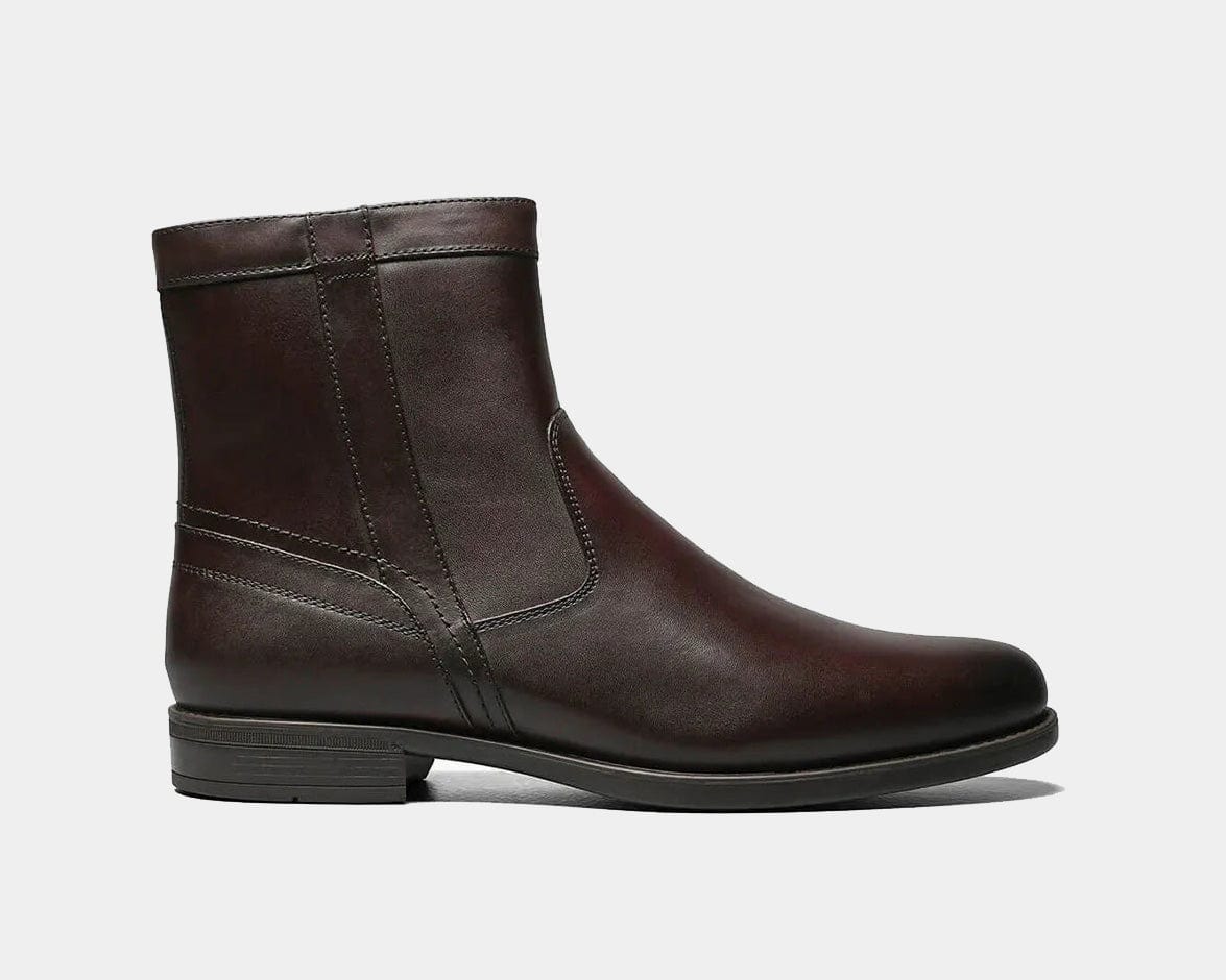 A brown Plain Toe Zipper boot with soft leather upper and visible side zipper.