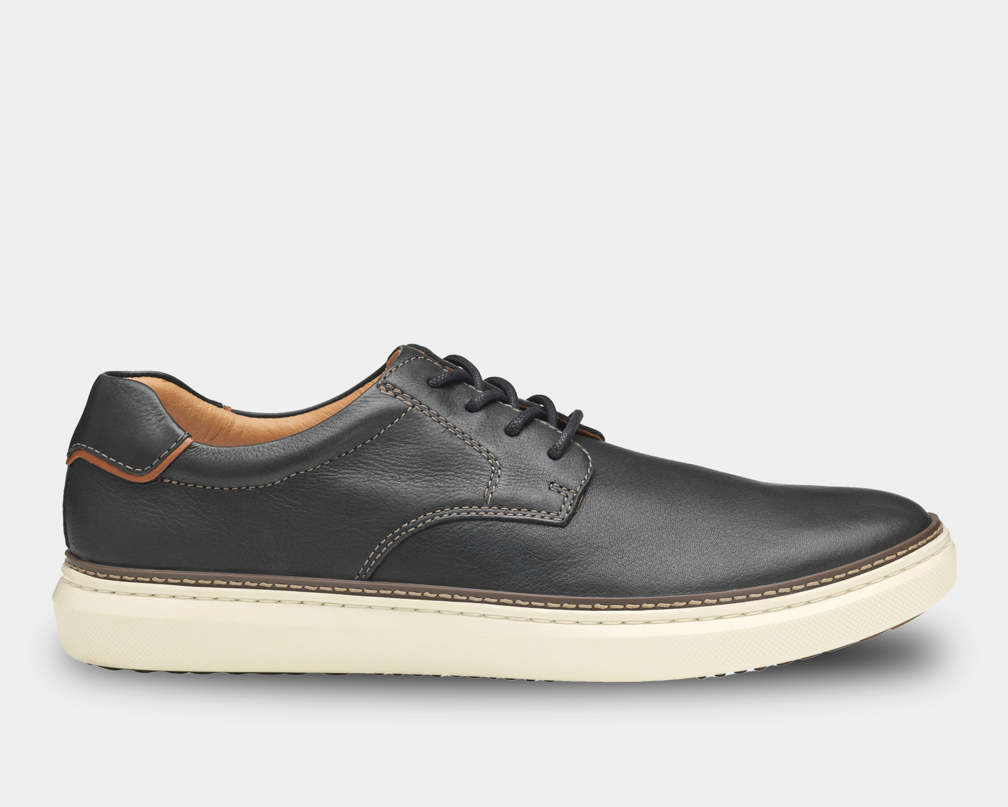 A black Plain Toe shoe with a lightweight rubber sole and leather laces.