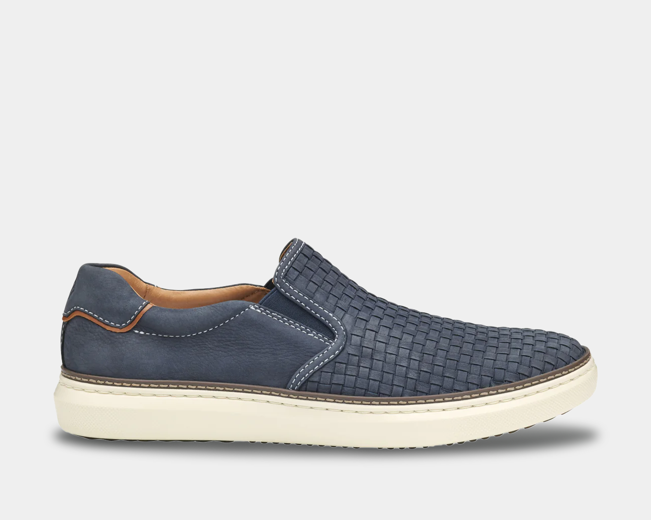 NAvy woven slip-on shoe with white sole