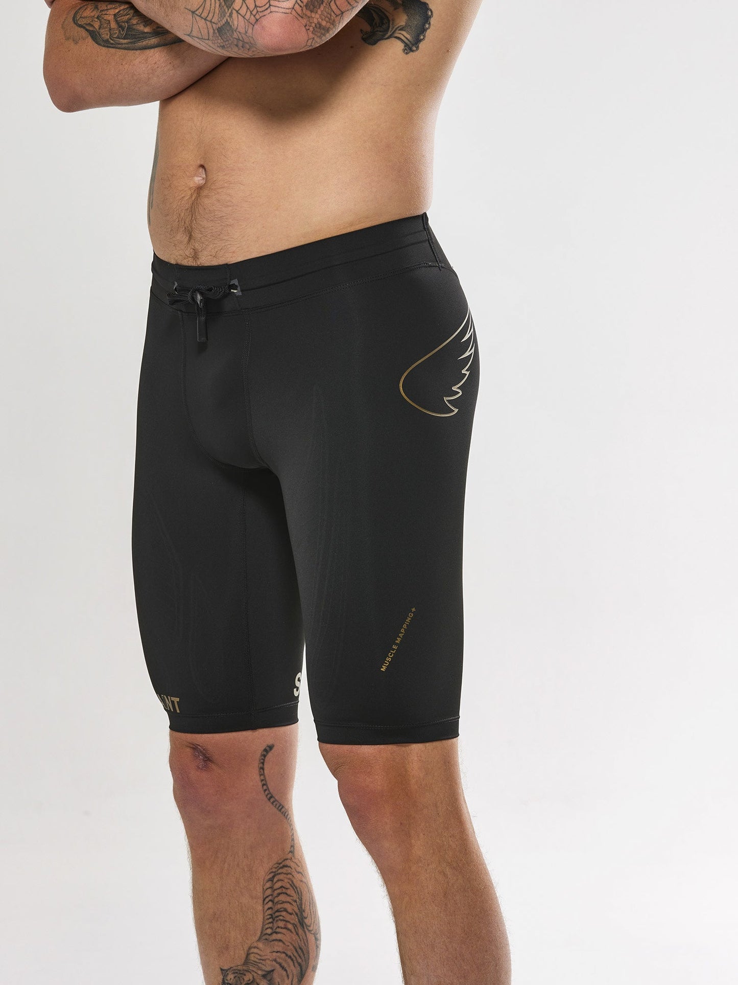 Saint Men's P1 Elite Compression Shorts Drawcord - Black