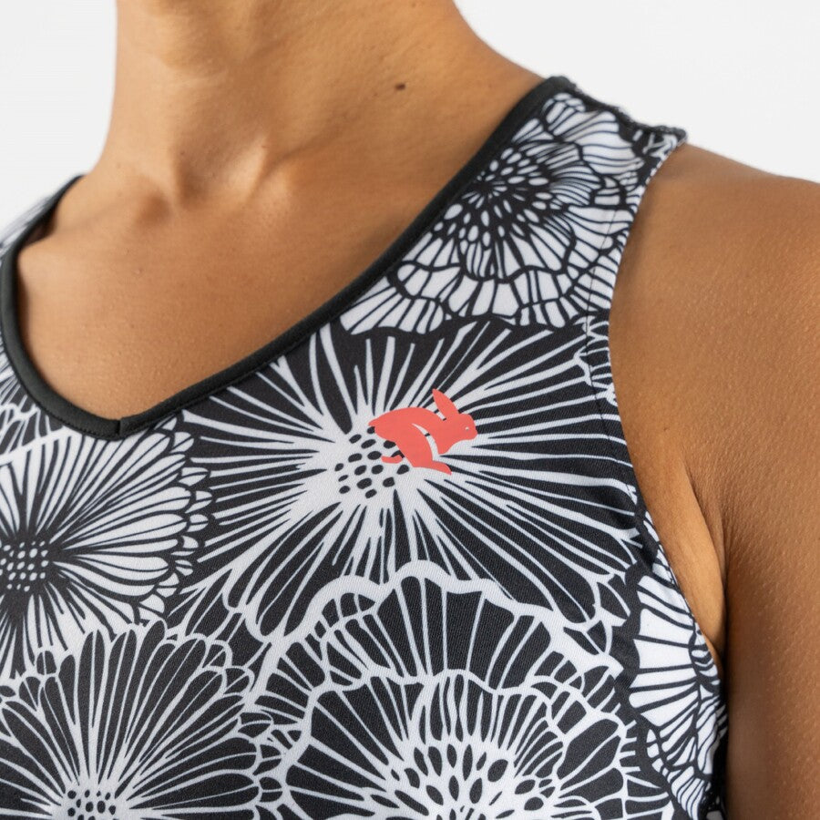 rabbit EZ Vee Tank | Black Floral | Womens