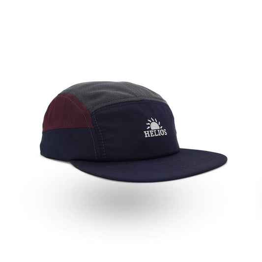 Helios Ultralight 7 Panel Running Cap | Soft Brim | Charcoal / Burgundy
