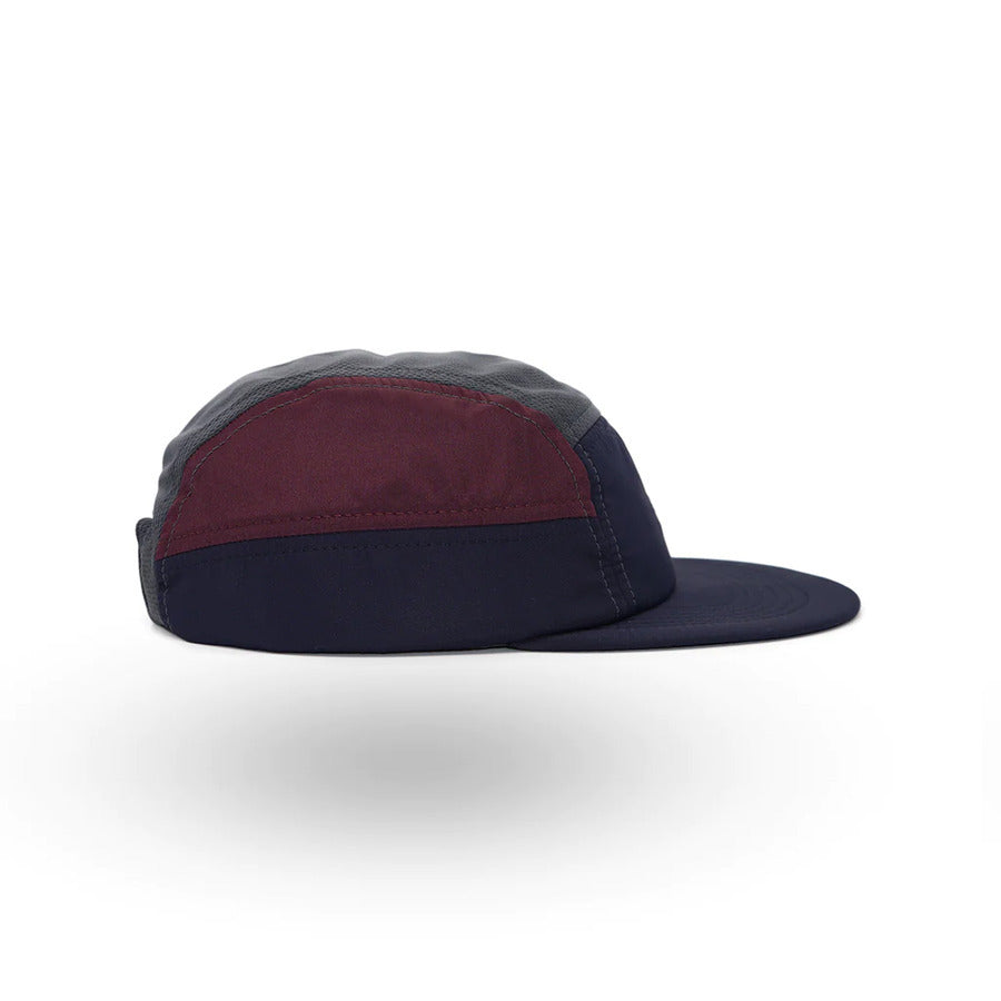 Helios Ultralight 7 Panel Running Cap | Soft Brim | Charcoal / Burgundy