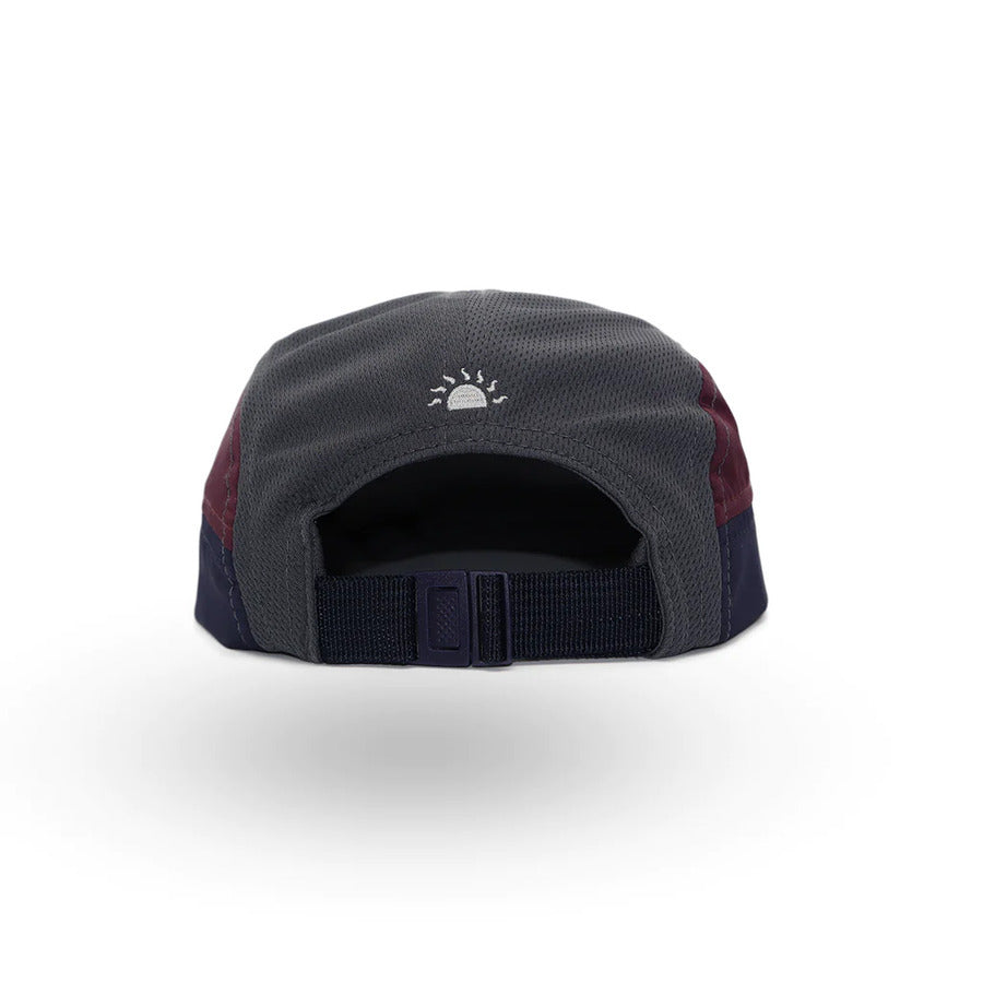 Helios Ultralight 7 Panel Running Cap | Soft Brim | Charcoal / Burgundy
