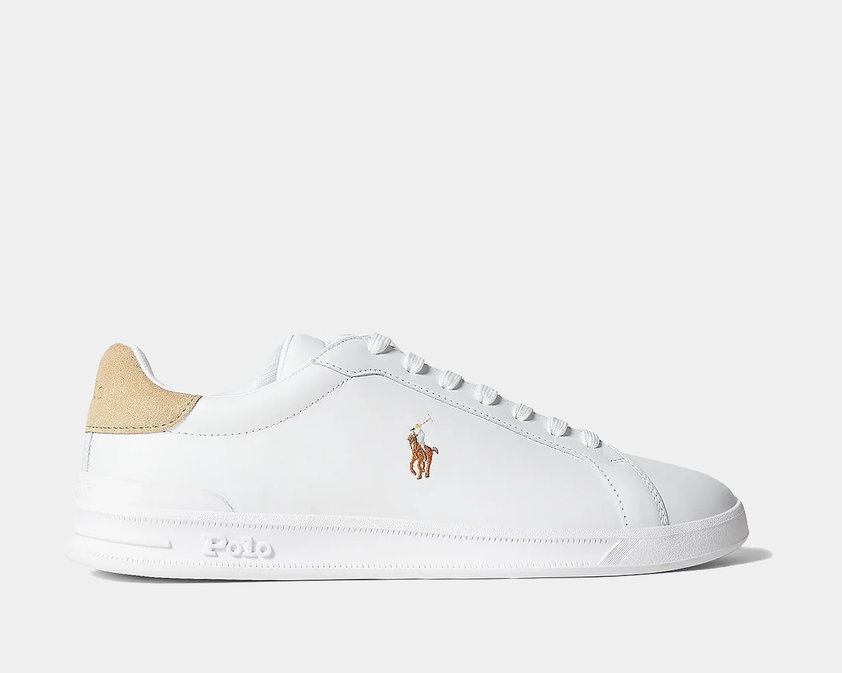 White sneaker with beige heel.