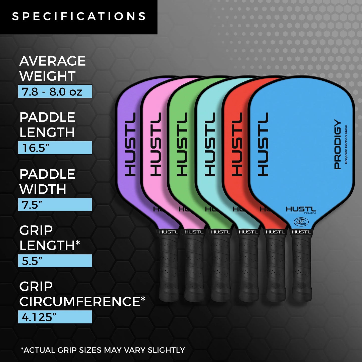 HUSTL Prodigy Raw Carbon 14mm Pickleball Paddle
