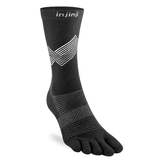 Injinji Run Sock | Lightweight | Crew Length | Black
