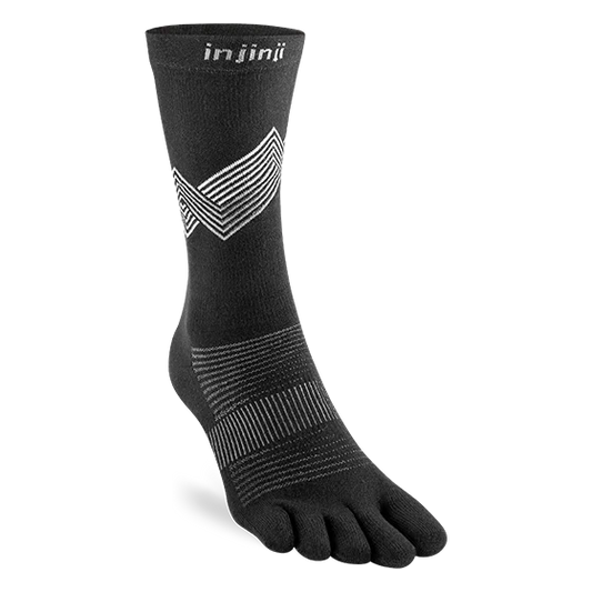 Injinji Run Sock | Lightweight | Crew Length | Black