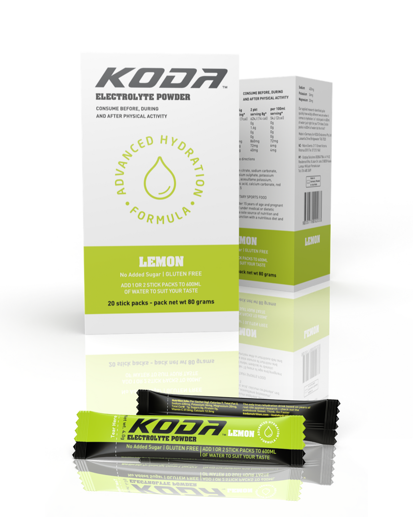 Koda Electrolyte Powder Stick 80g (20 Stick Packs) - Lemon