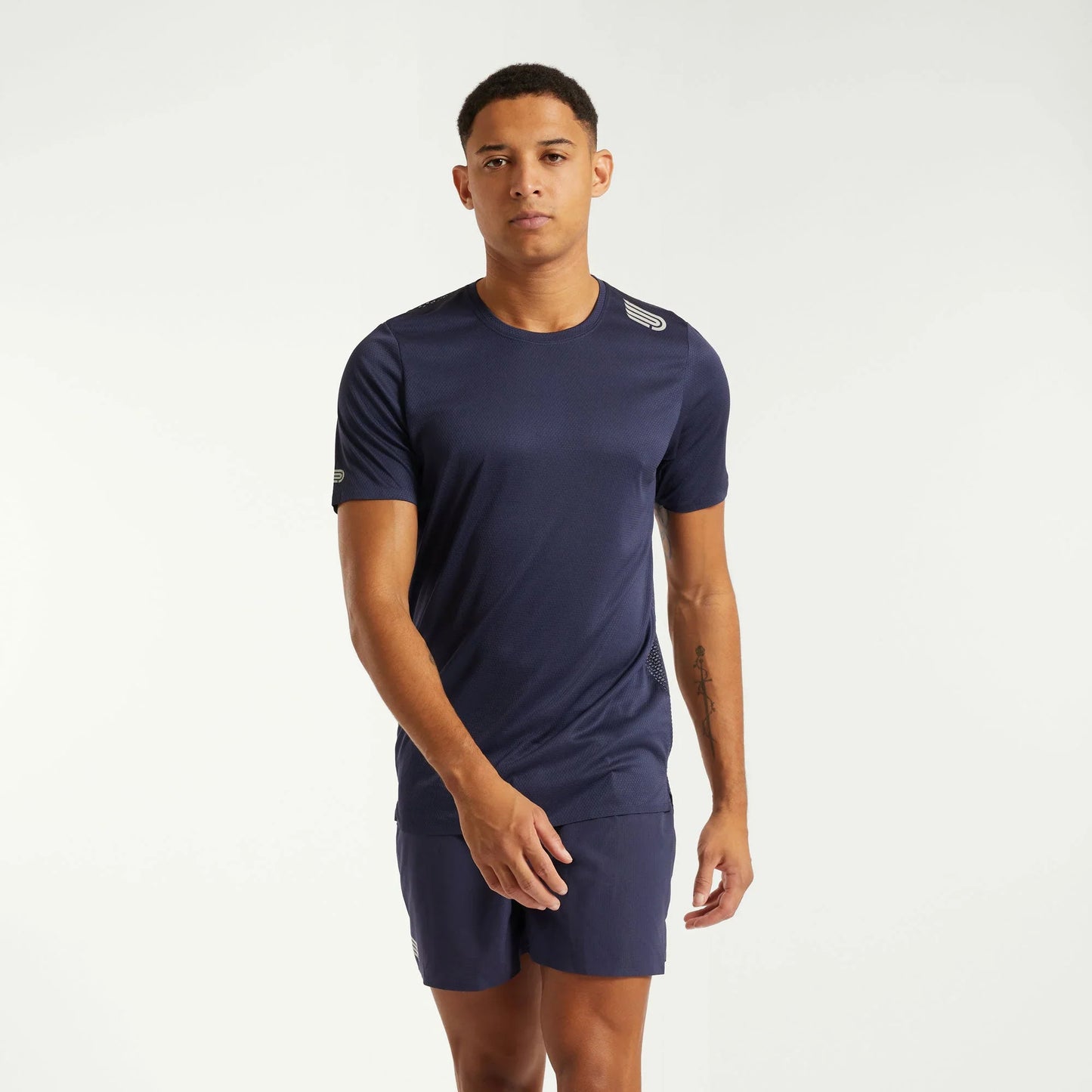 Pressio Men¡¯s Run Elite Short Sleeve Top - NVY/SLV