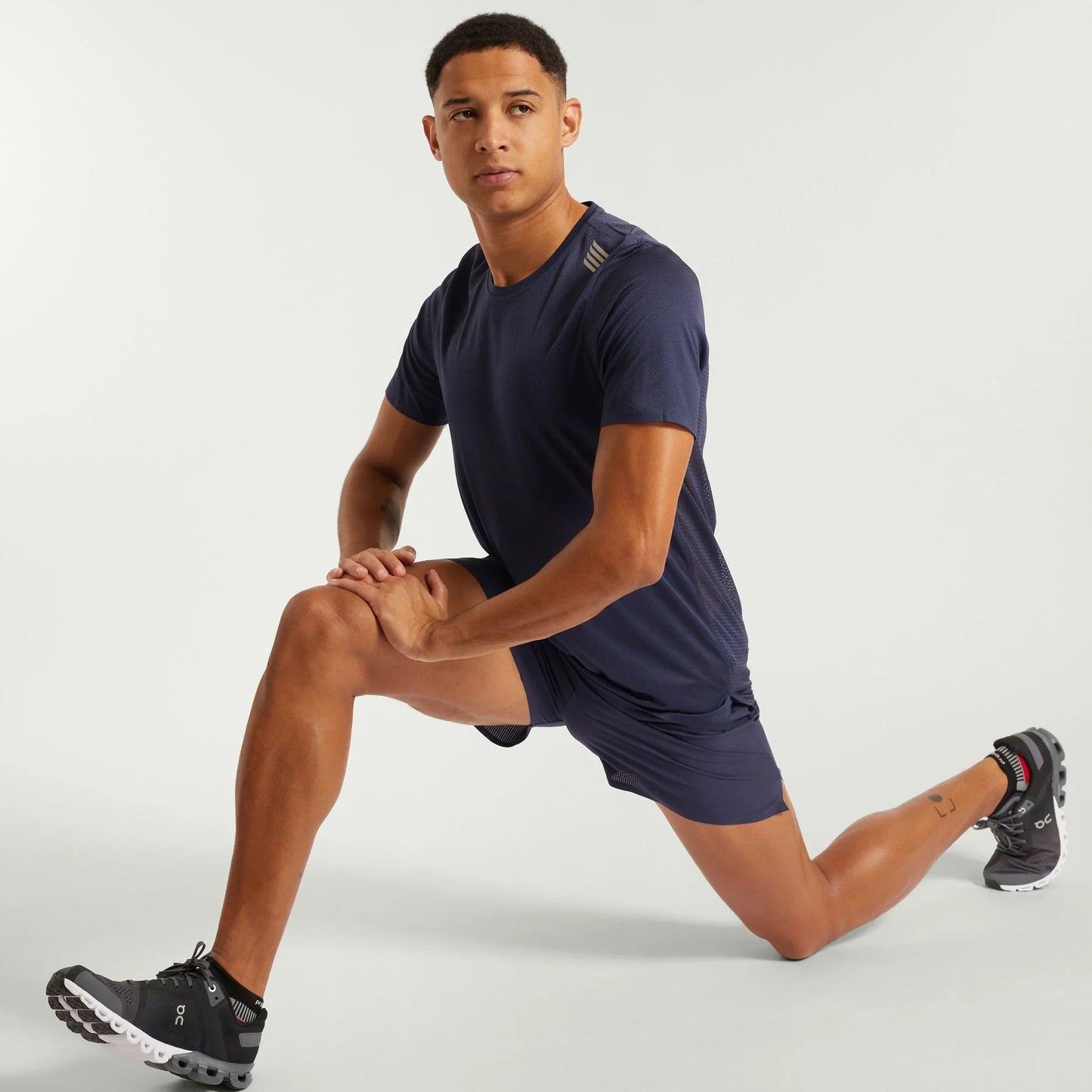 Pressio Men¡¯s Run Elite Short Sleeve Top - NVY/SLV