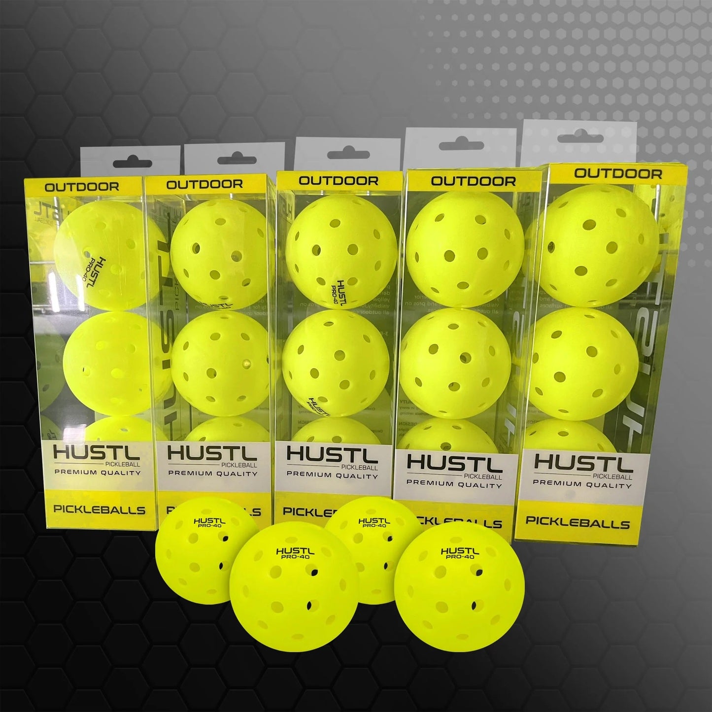 HUSTL 3pk Pro-40 Premium Outdoor Pickleballs