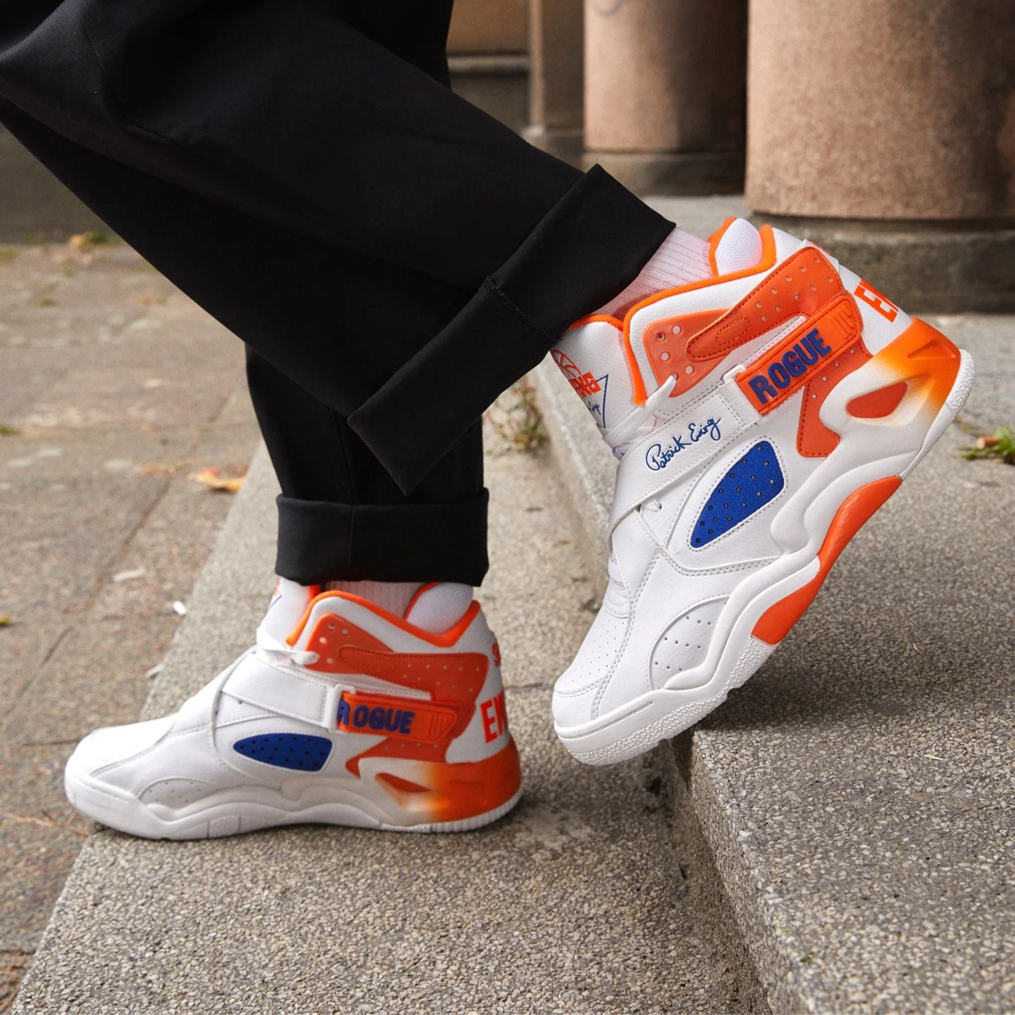 Patrick Ewing Athletics Men's 1BM01886-132 ROGUE White Blue Orange Basketball Shoes