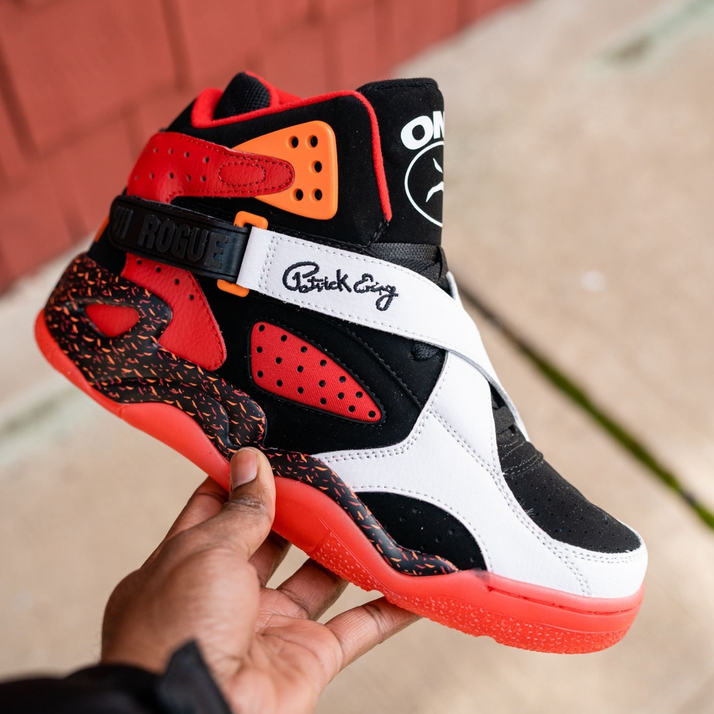 Patrick Ewing Athletics Men's 1BM02100-014 ROGUE X ONYX Black Red Basketball Shoes