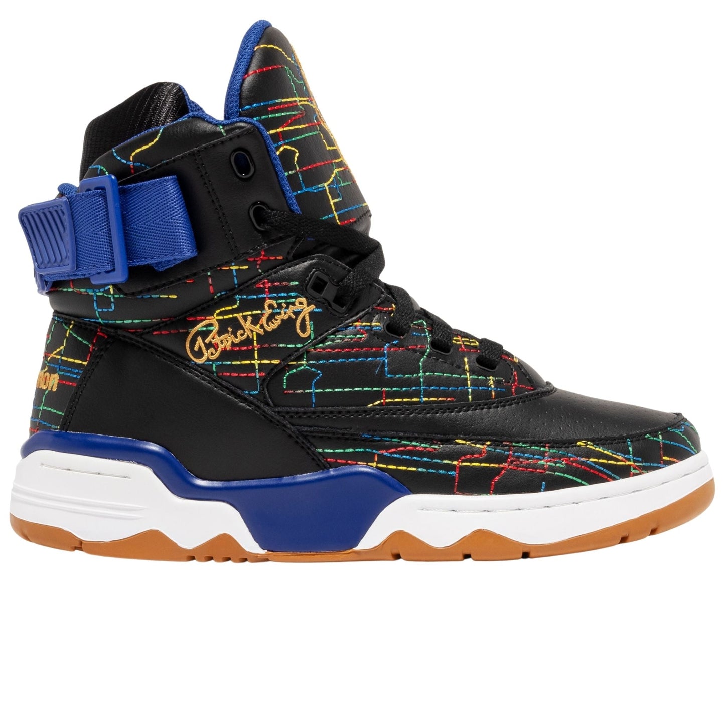 Patrick Ewing Athletics Men's 1BM02159-018 EWING 33 HI X COMMON Black White Blue Basketball Shoes