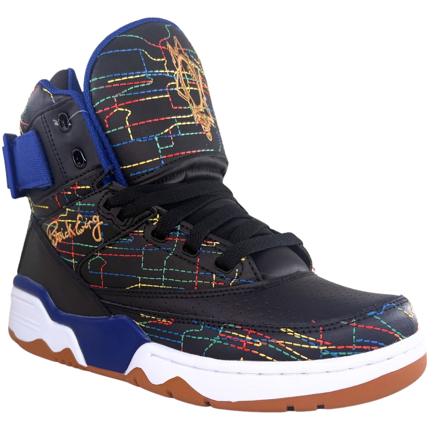 Patrick Ewing Athletics Men's 1BM02159-018 EWING 33 HI X COMMON Black White Blue Basketball Shoes