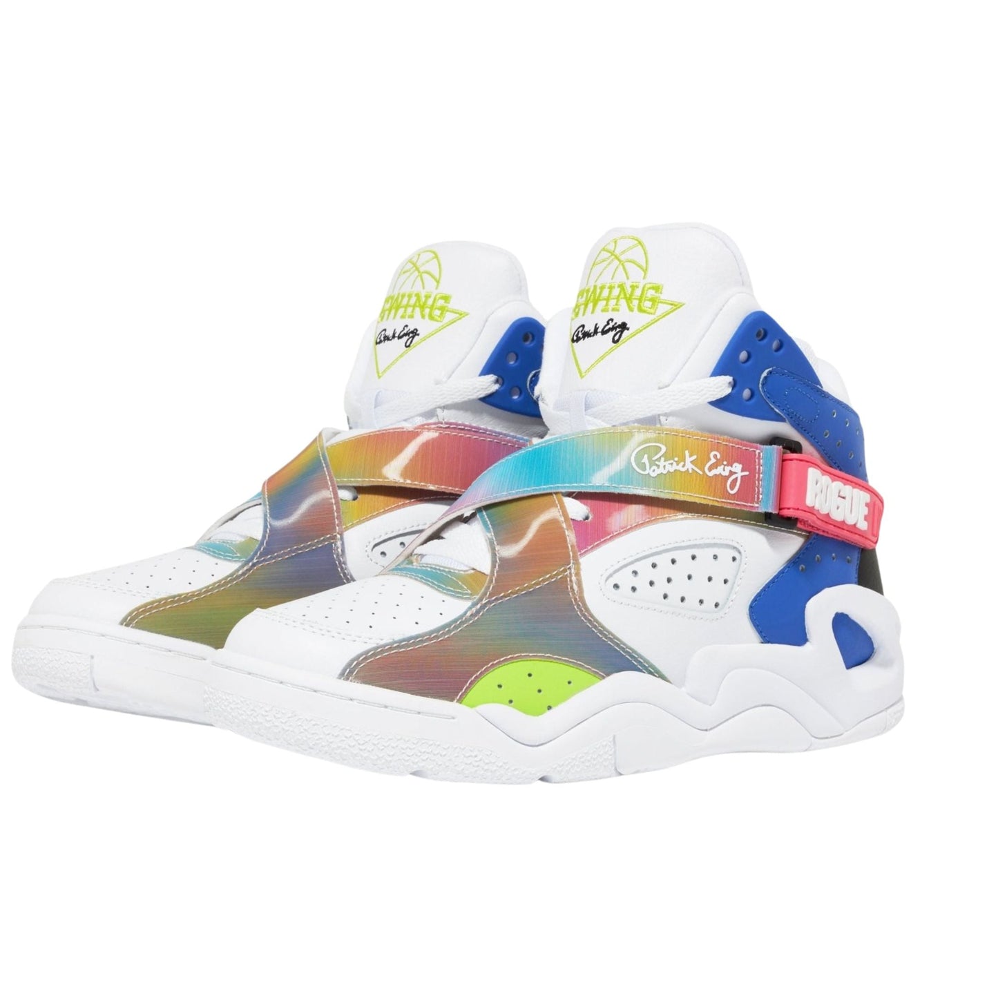 Patrick Ewing Athletics Men's 1EW02656-171  Rogue White Black Blue Acid Lime Basketball Shoes