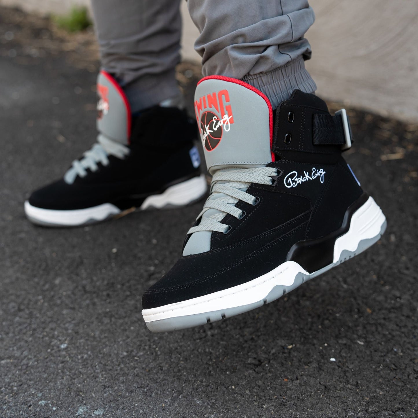 Patrick Ewing Athletics Men's 1EW90165-005 33 HI Black Grey Red Basketball Shoes