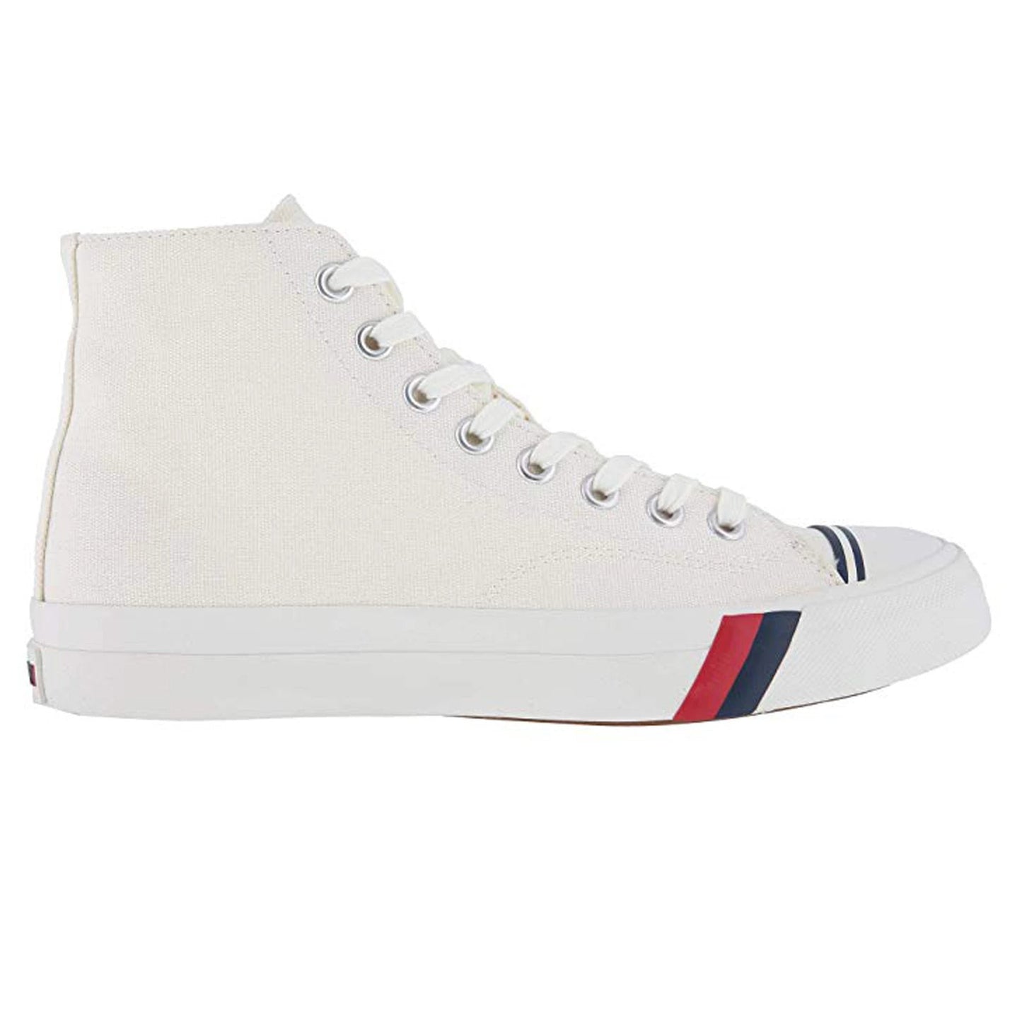 Side view of Pro-Keds Men's Royal Hi Canvas Sneakers in the White color.