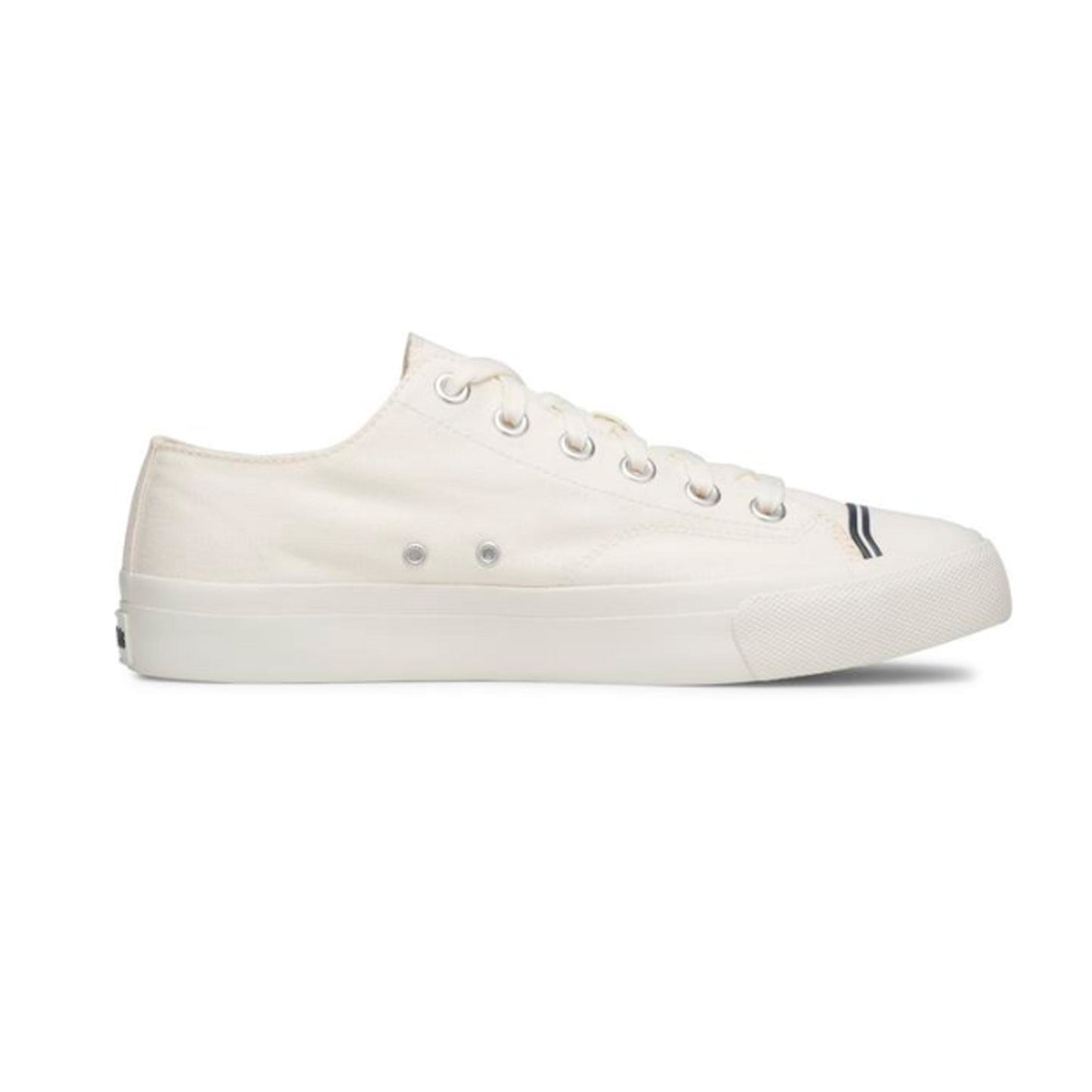 Side view of Pro-Keds Men's Royal Lo White Canvas Shoes.