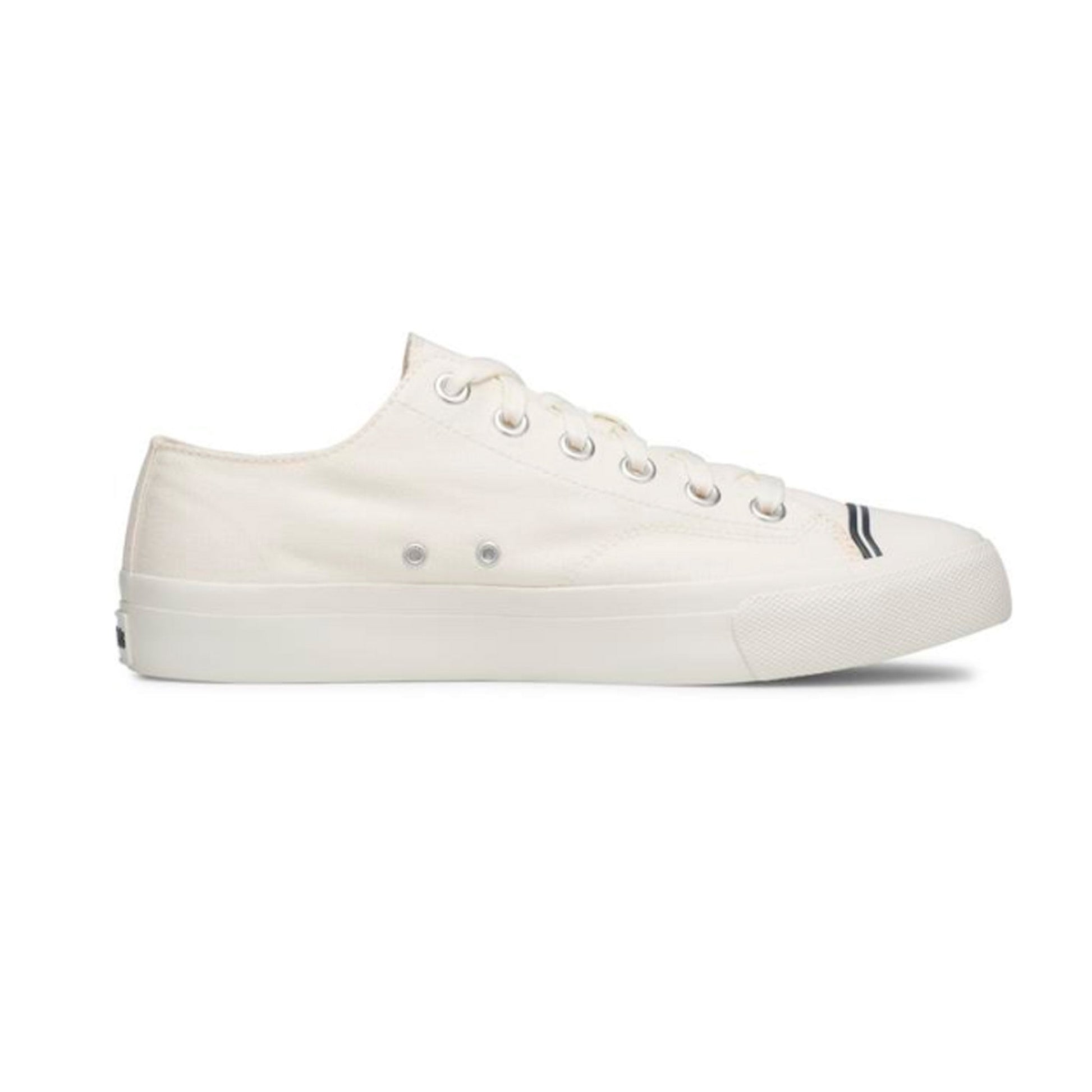 Side view of Pro-Keds Men's Royal Lo White Canvas Shoes.