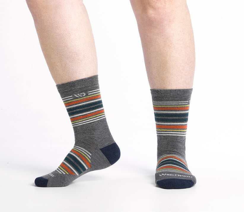 Multi Stripe Cushioned Micro Crew Socks
