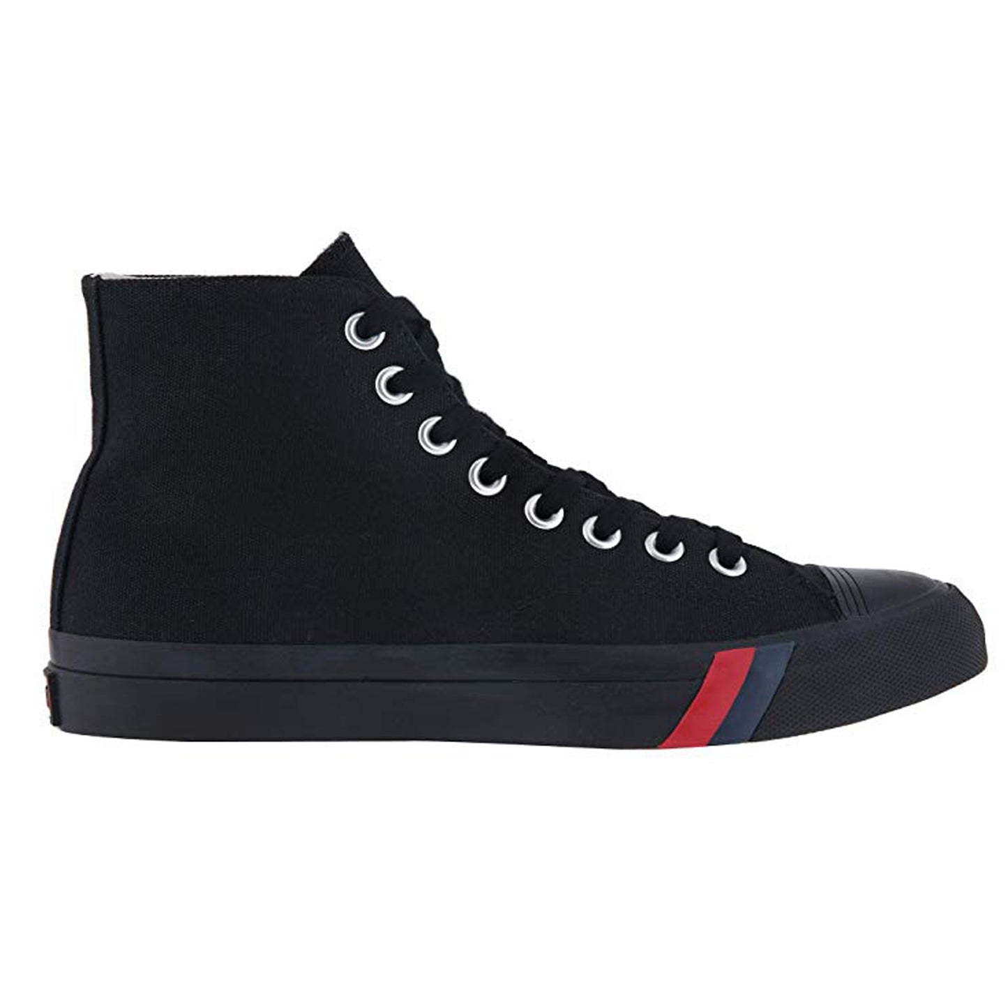 Side view of Pro-Keds Men's Royal Hi Canvas Black/Black Sneakers.
