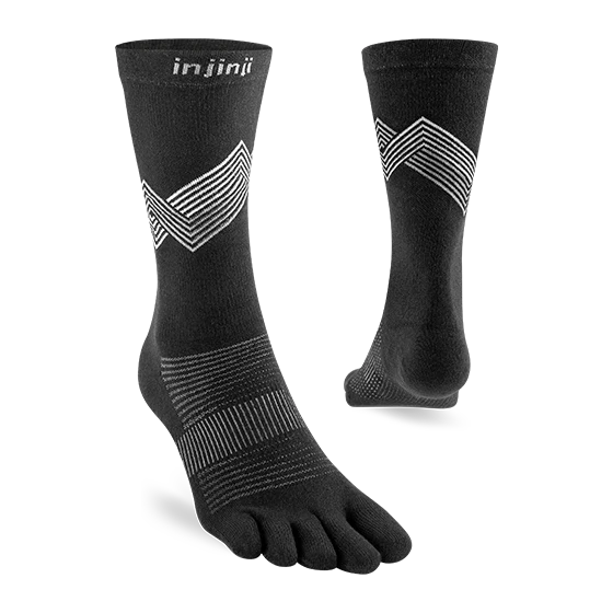 Injinji Run Sock | Lightweight | Crew Length | Black