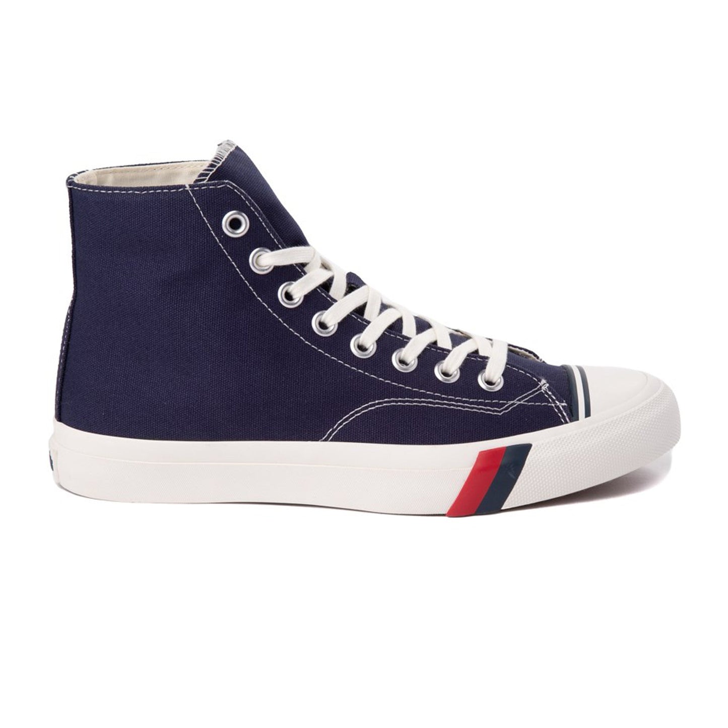 Side view of Pro-Keds Men's Royal Hi Canvas Navy Sneakers.