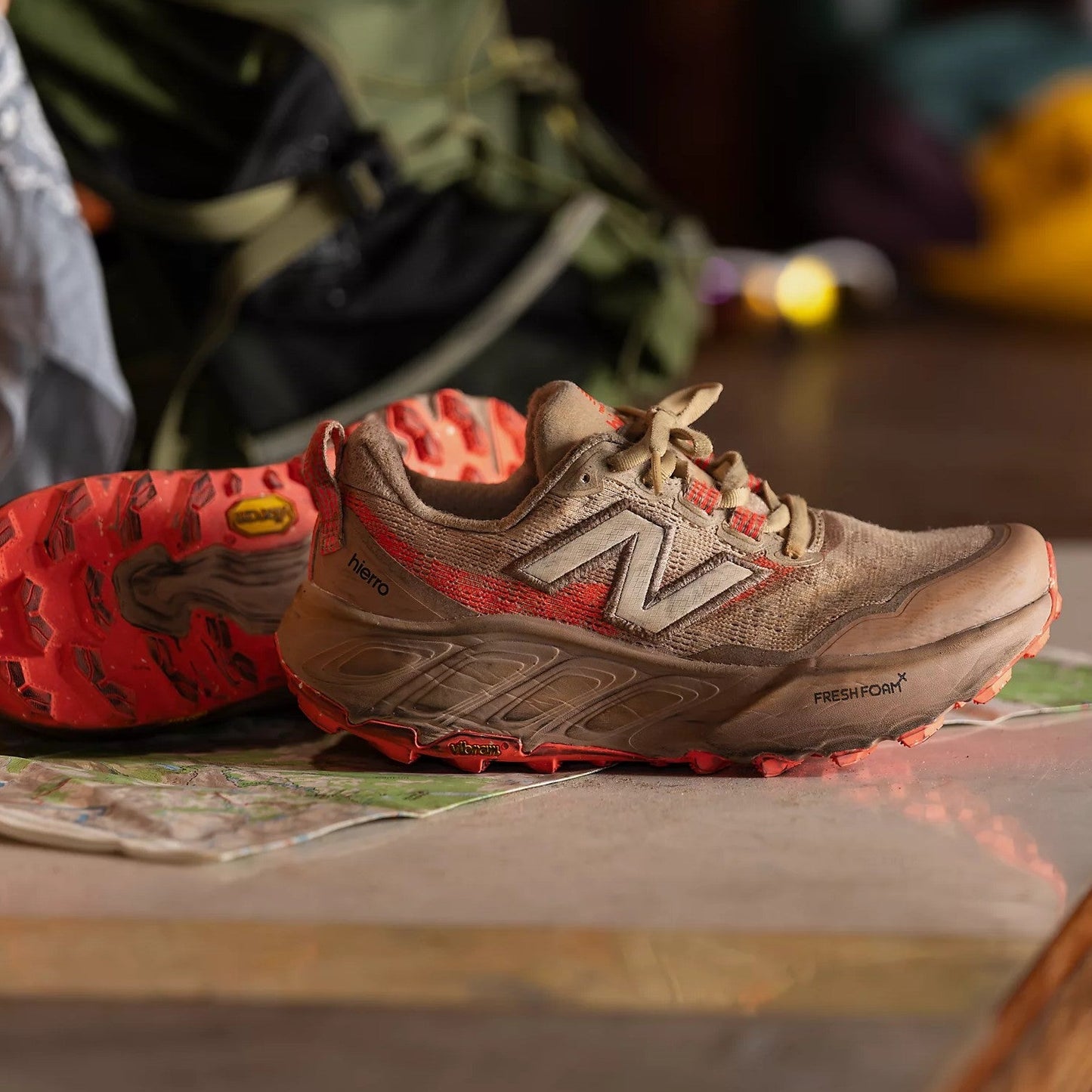 New Balance Fresh Foam X Hierro v9 | Desert Clay / Flat Taupe / Urgent Red | Womens