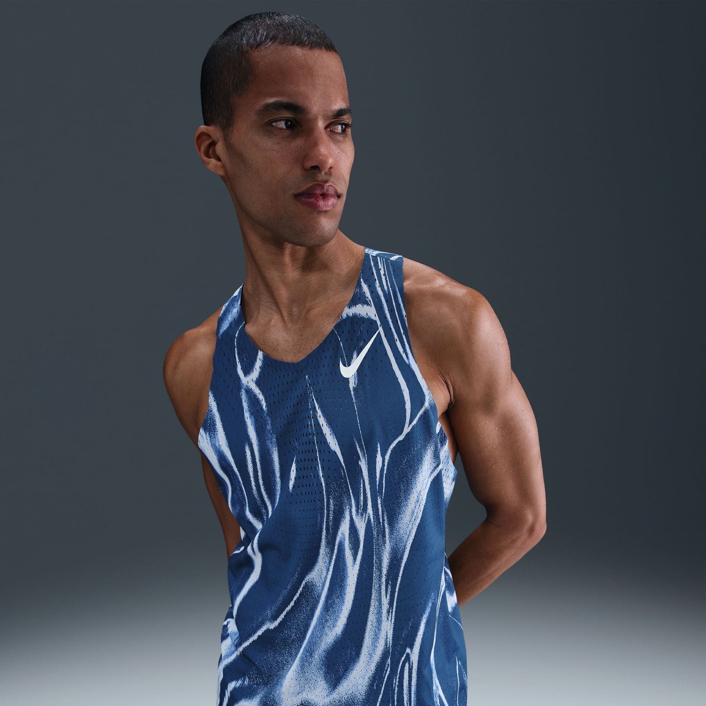Nike AeroSwift Elite Entry Singlet | Coastal Blue / White | Mens