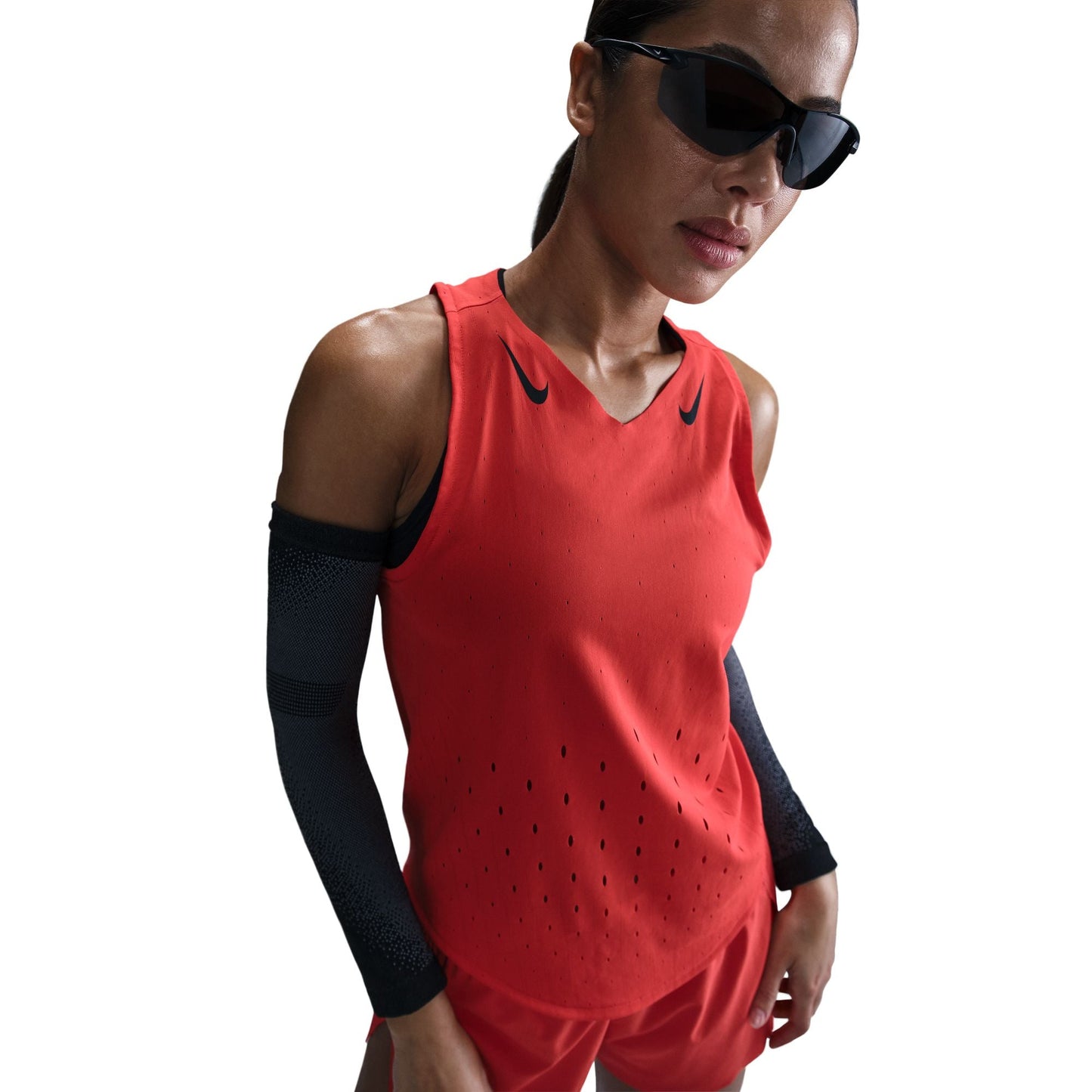 Nike AeroSwift Singlet | Light Crimson / Black | Womens
