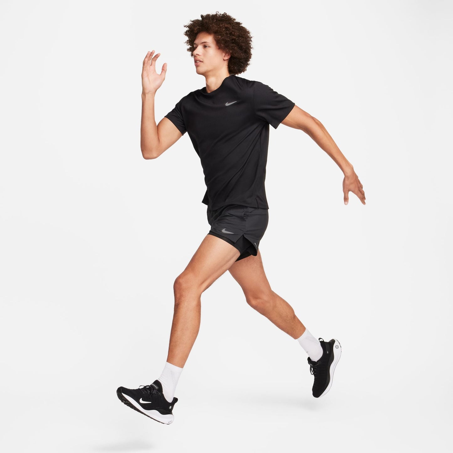 Nike Stride 5" 2-in-1 Shorts | Black / Reflective Silver | Mens