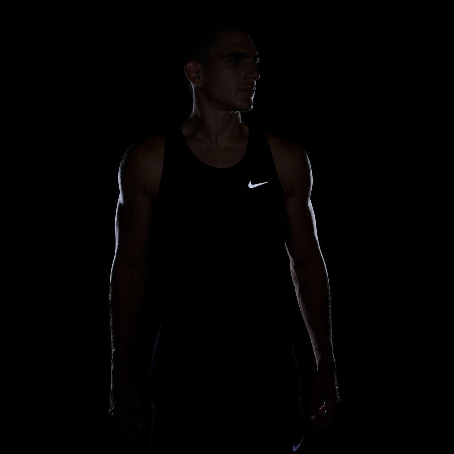 Nike Stride Singlet | Black / Reflective Silver | Mens