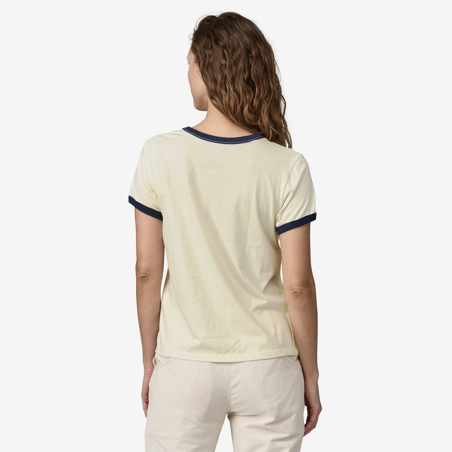 Patagonia '73 Text Logo Organic Ringer Tee | Birch White | Womens