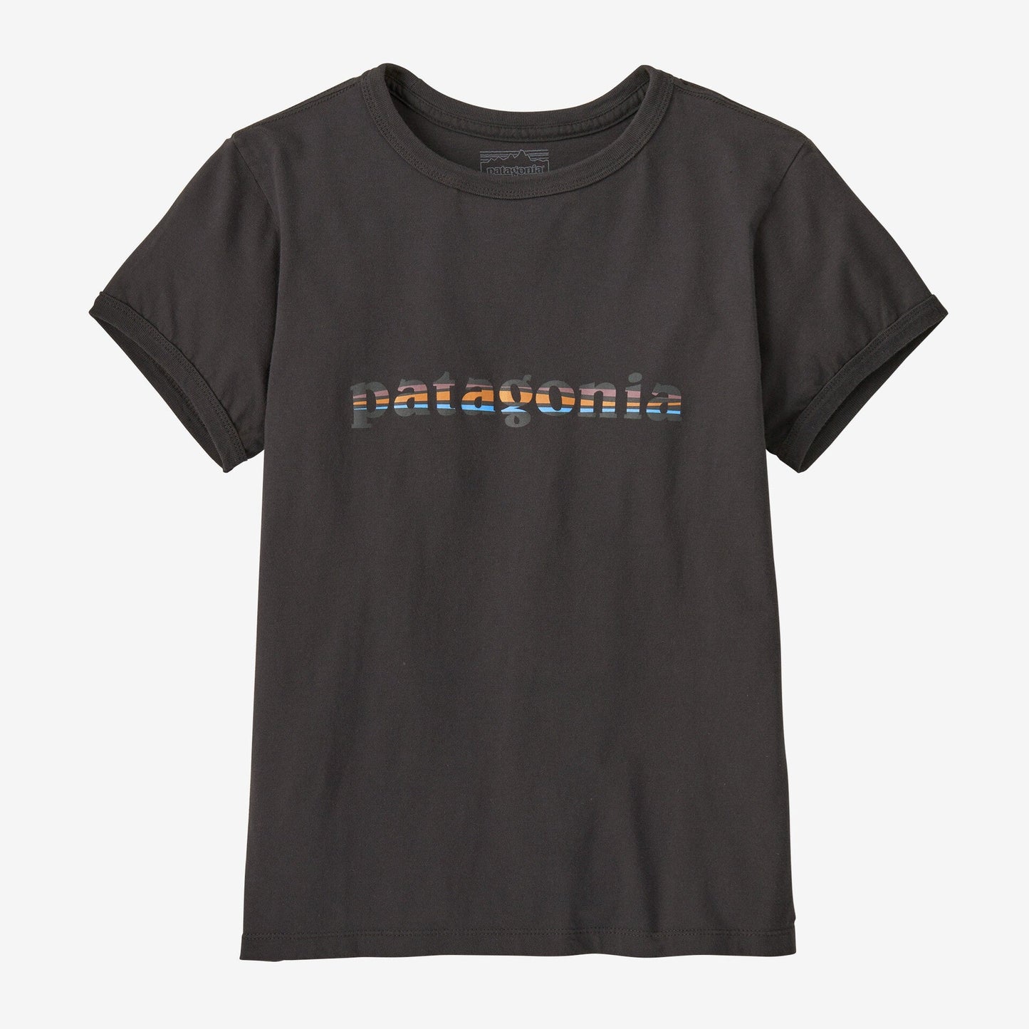 Patagonia '73 Text Logo Organic Ringer Tee | Ink Black | Womens