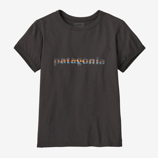 Patagonia '73 Text Logo Organic Ringer Tee | Ink Black | Womens