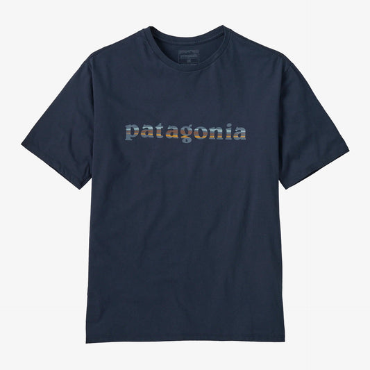 Patagonia '73 Text Logo Organic T-Shirt | New Navy | Mens