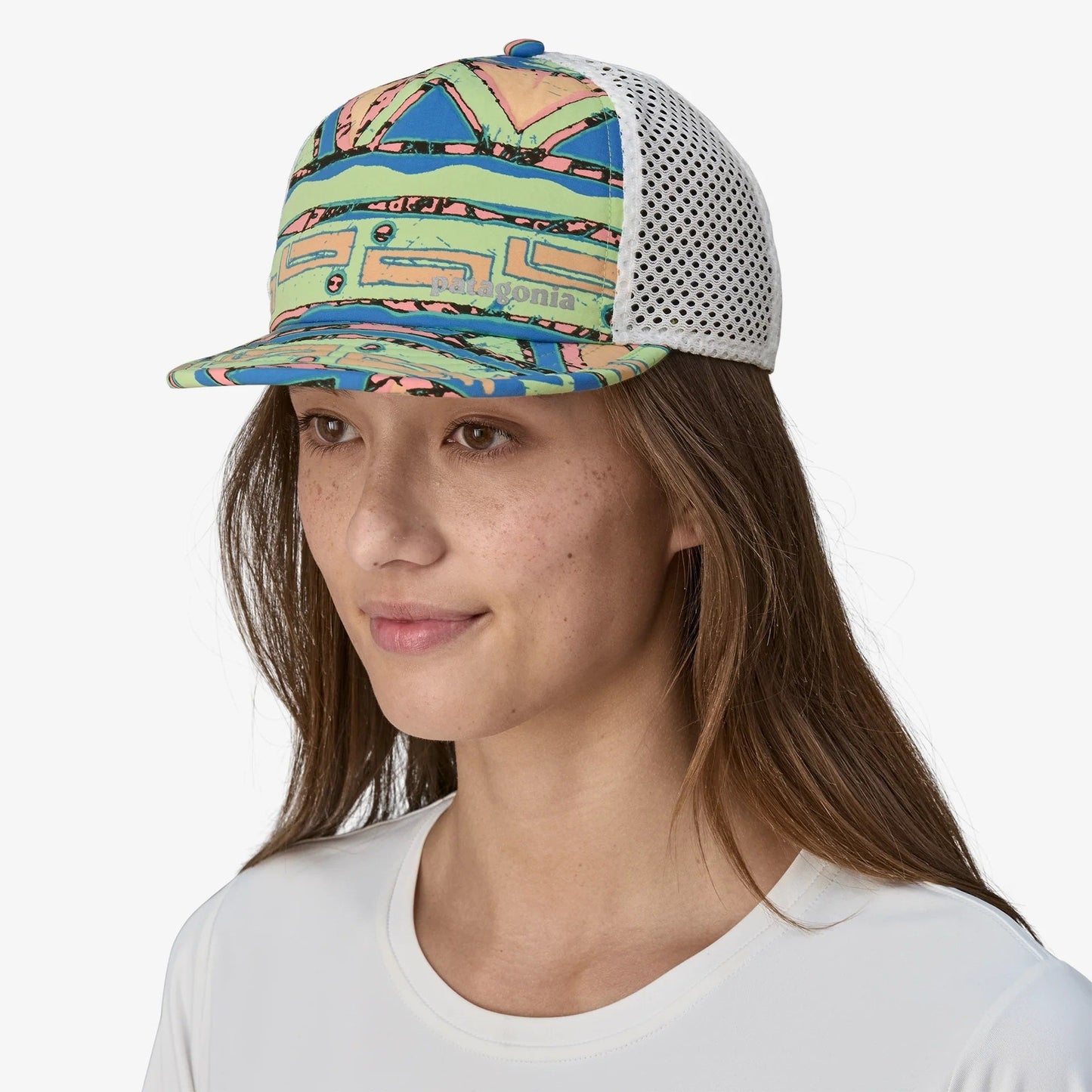Patagonia Duckbill Shorty Trucker Hat | High Hopes Geo: Salamander Green