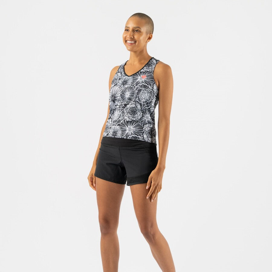 rabbit EZ Vee Tank | Black Floral | Womens